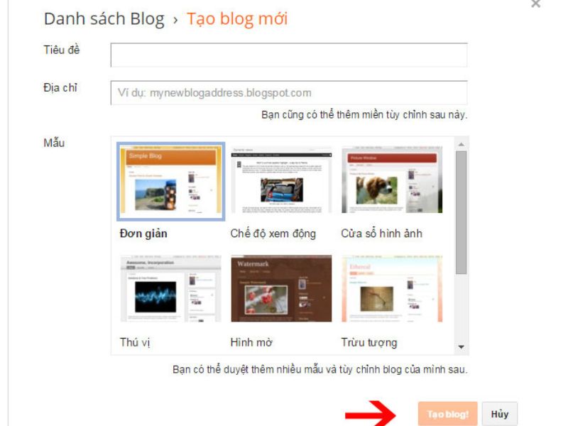 đăng nội dung trên Blogger.