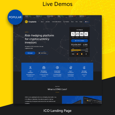 Crypterio – ICO Landing Page and Cryptocurrency WordPress Theme